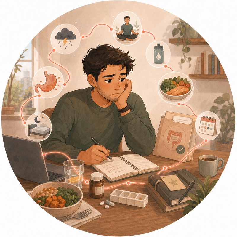A person organizing treatment, routines, and daily life after diagnosis.